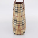 BURBERRY Nova Check Hand Bag PVC Beige Gold Auth 208776A-3