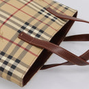 BURBERRY Nova Check Hand Bag PVC Beige Gold Auth 208776A-6
