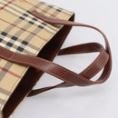 BURBERRY Nova Check Hand Bag PVC Beige Gold Auth 208776A-7