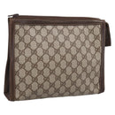 GUCCI GG Supreme Clutch Bag PVC Beige Auth 208779A-1