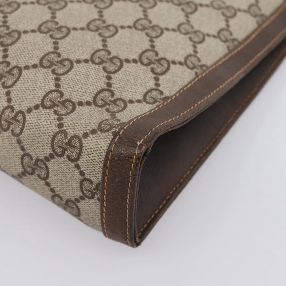 GUCCI GG Supreme Clutch Bag PVC Beige Auth 208779A
