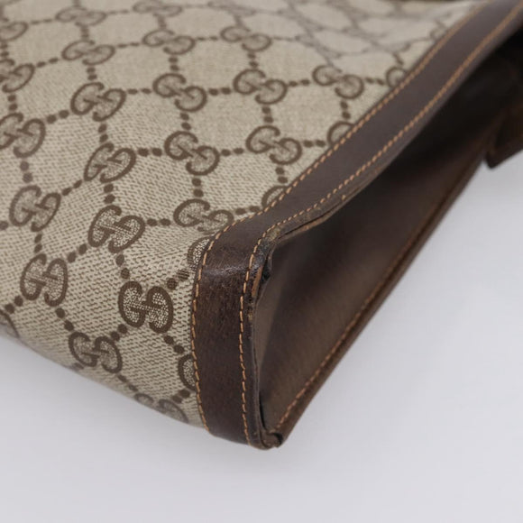 GUCCI GG Supreme Clutch Bag PVC Beige Auth 208779A