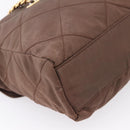 PRADA Chain Shoulder Bag Nylon Brown Gold Auth 208781A-13