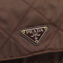 PRADA Chain Shoulder Bag Nylon Brown Gold Auth 208781A-14
