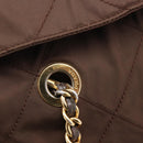 PRADA Chain Shoulder Bag Nylon Brown Gold Auth 208781A-15