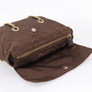 PRADA Chain Shoulder Bag Nylon Brown Gold Auth 208781A-16