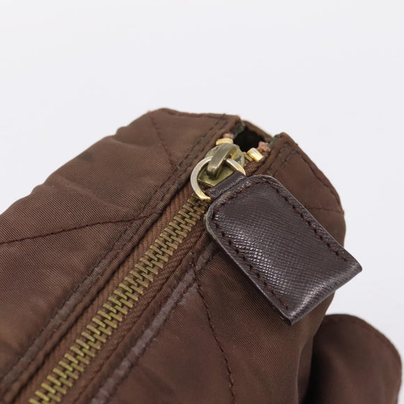 PRADA Chain Shoulder Bag Nylon Brown Gold Auth 208781A