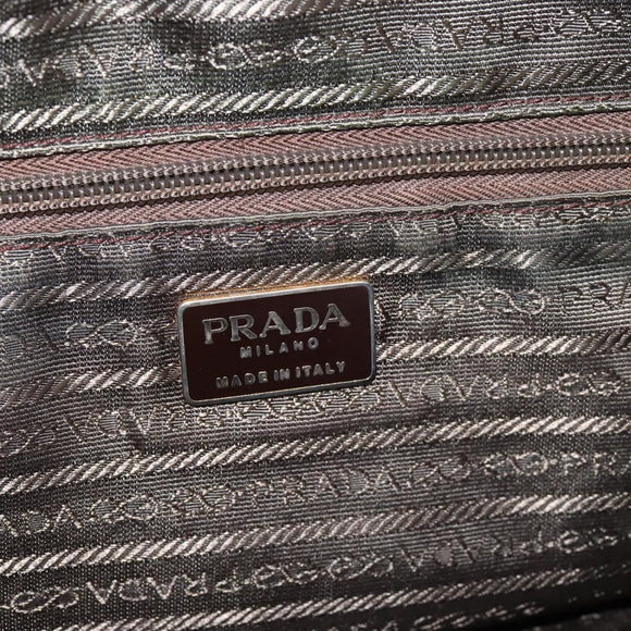 PRADA Chain Shoulder Bag Nylon Brown Gold Auth 208781A