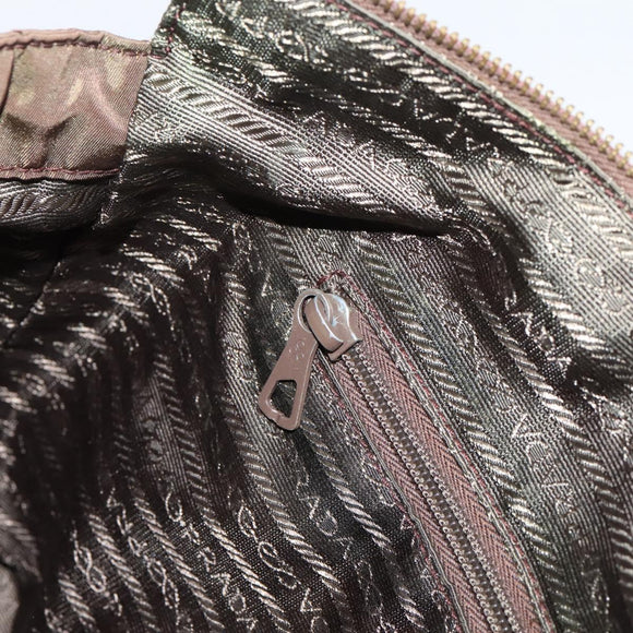 PRADA Chain Shoulder Bag Nylon Brown Gold Auth 208781A