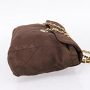 PRADA Chain Shoulder Bag Nylon Brown Gold Auth 208781A-5