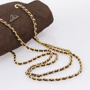 PRADA Chain Shoulder Bag Nylon Brown Gold Auth 208781A-7