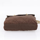 PRADA Chain Shoulder Bag Nylon Brown Gold Auth 208781A-9