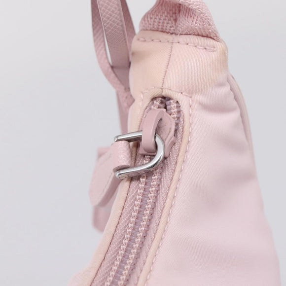 PRADA Hand Bag Nylon Pink Silver Auth 208783A