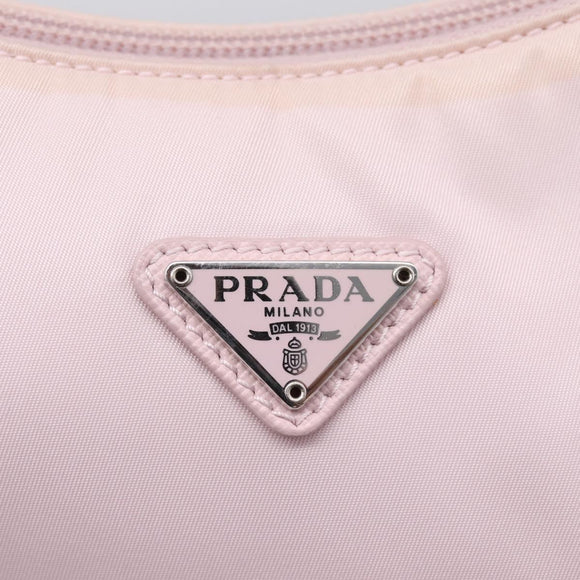 PRADA Hand Bag Nylon Pink Silver Auth 208783A