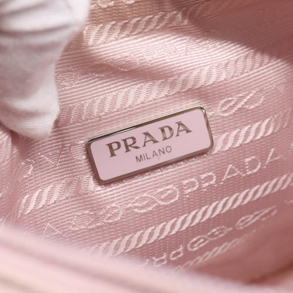 PRADA Hand Bag Nylon Pink Silver Auth 208783A