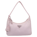 PRADA Hand Bag Nylon Pink Silver Auth 208783A-13