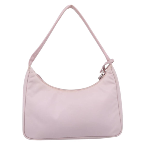 PRADA Hand Bag Nylon Pink Silver Auth 208783A