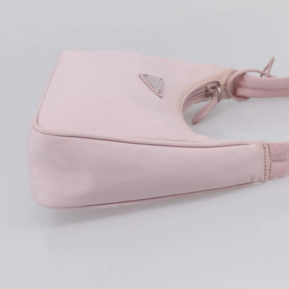 PRADA Hand Bag Nylon Pink Silver Auth 208783A