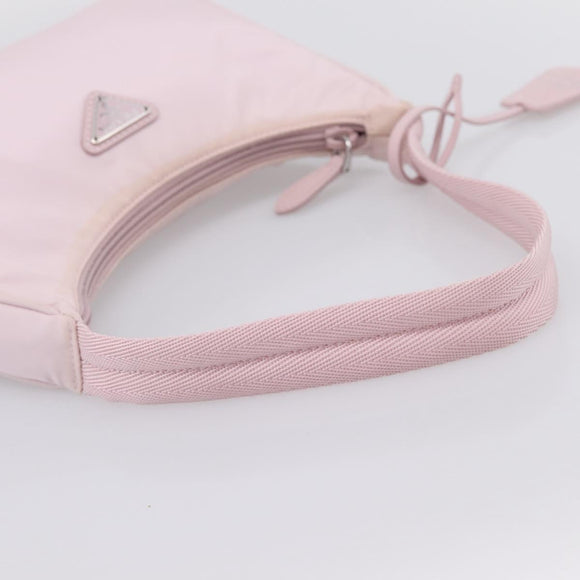 PRADA Hand Bag Nylon Pink Silver Auth 208783A