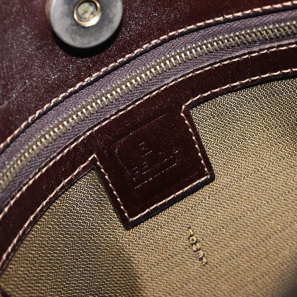 FENDI Zucca Canvas Mamma Baguette Shoulder Bag Brown Black Auth 208788V