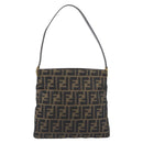 FENDI Zucca Canvas Mamma Baguette Shoulder Bag Brown Black Auth 208788V-2