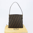 FENDI Zucca Canvas Mamma Baguette Shoulder Bag Brown Black Auth 208788V-22