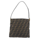 FENDI Zucca Canvas Mamma Baguette Shoulder Bag Brown Black Auth 208788V-3
