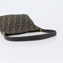 FENDI Zucca Canvas Mamma Baguette Shoulder Bag Brown Black Auth 208788V-7