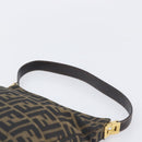 FENDI Zucca Canvas Mamma Baguette Shoulder Bag Brown Black Auth 208788V-8