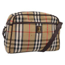 Burberrys Nova Check Shoulder Bag Canvas Beige Gold Auth 208790-1