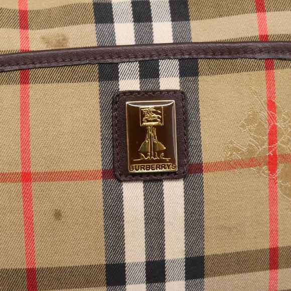 Burberrys Nova Check Shoulder Bag Canvas Beige Gold Auth 208790