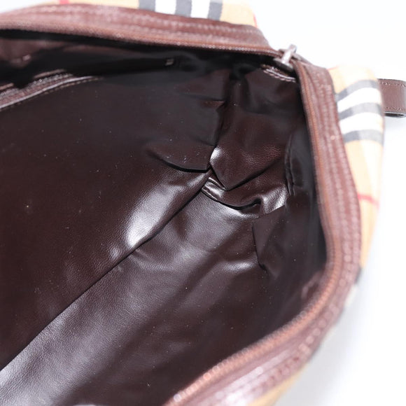 Burberrys Nova Check Shoulder Bag Canvas Beige Gold Auth 208790