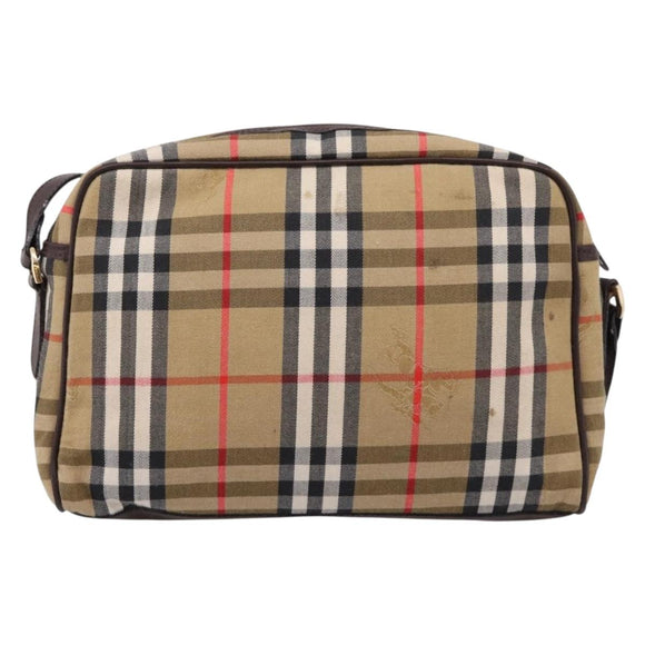 Burberrys Nova Check Shoulder Bag Canvas Beige Gold Auth 208790