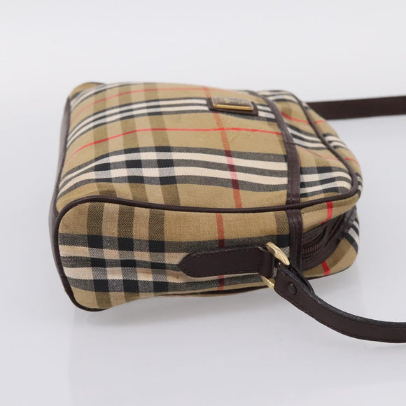 Burberrys Nova Check Shoulder Bag Canvas Beige Gold Auth 208790