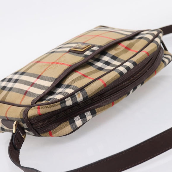 Burberrys Nova Check Shoulder Bag Canvas Beige Gold Auth 208790