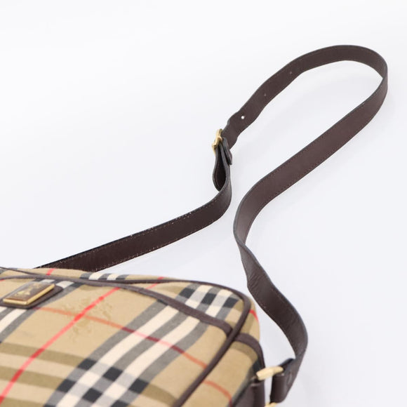Burberrys Nova Check Shoulder Bag Canvas Beige Gold Auth 208790