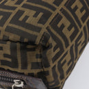 FENDI Zucca Canvas Clutch Bag Black Brown Auth 208796A-10