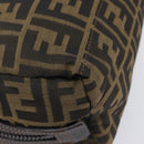 FENDI Zucca Canvas Clutch Bag Black Brown Auth 208796A-12