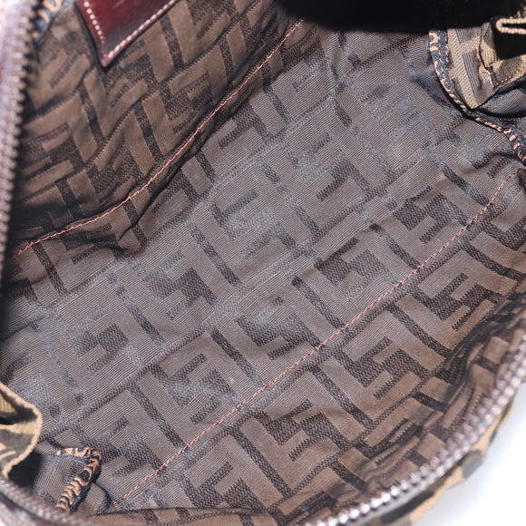 FENDI Zucca Canvas Clutch Bag Black Brown Auth 208796A