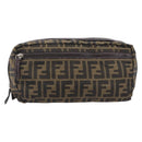 FENDI Zucca Canvas Clutch Bag Black Brown Auth 208796A-2