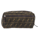 FENDI Zucca Canvas Clutch Bag Black Brown Auth 208796A-3