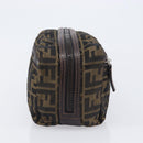 FENDI Zucca Canvas Clutch Bag Black Brown Auth 208796A-4