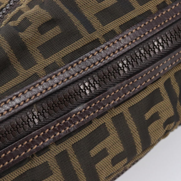 FENDI Zucca Canvas Clutch Bag Black Brown Auth 208796A