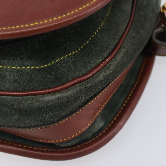 LOEWE Shoulder Bag Suede Green Gold Auth 208798A