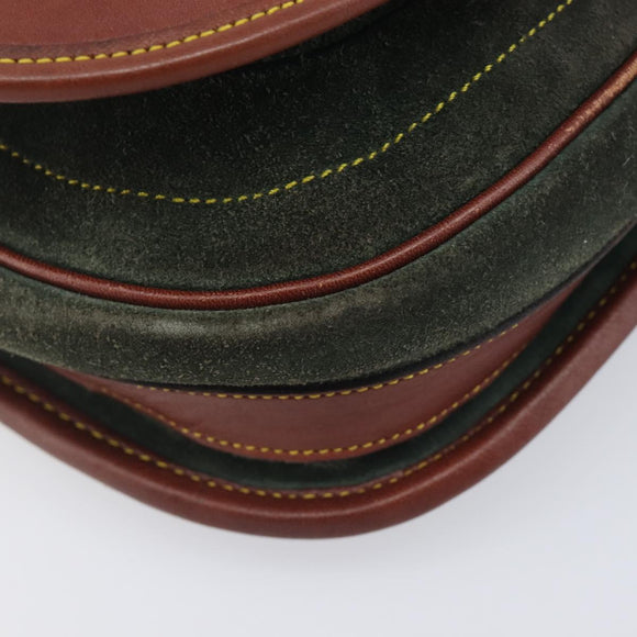 LOEWE Shoulder Bag Suede Green Gold Auth 208798A