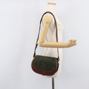 LOEWE Shoulder Bag Suede Green Gold Auth 208798A-29