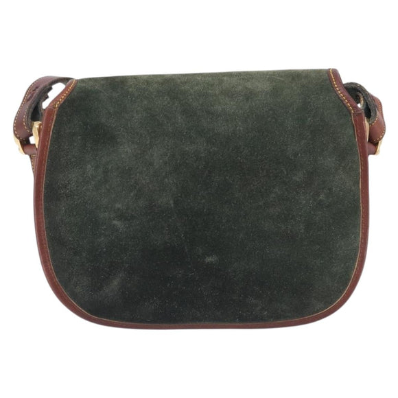 LOEWE Shoulder Bag Suede Green Gold Auth 208798A