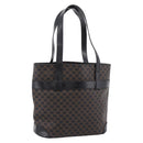 CELINE Macadam Canvas Tote Bag PVC Leather Black Gold Auth 208799V-1