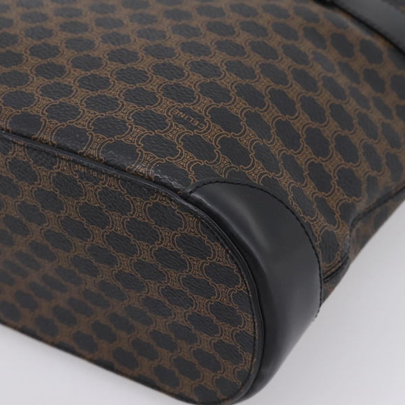 CELINE Macadam Canvas Tote Bag PVC Leather Black Gold Auth 208799V