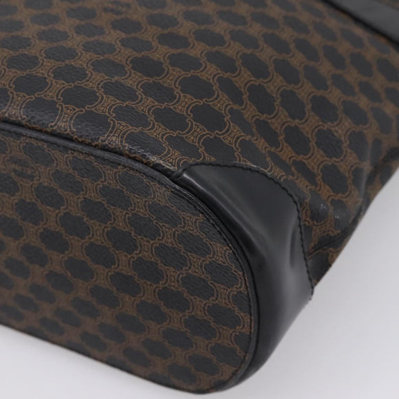 CELINE Macadam Canvas Tote Bag PVC Leather Black Gold Auth 208799V